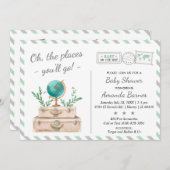 Neutrales Reisen-Adventure Mint Baby Dusche Einladung (Vorne/Hinten)