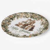 Neutrales rustikales erdfarbenes Gold präsentiert  Pappteller (Schrägansicht)