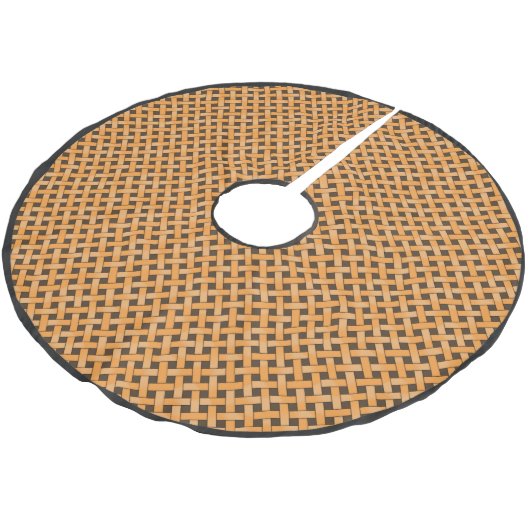 Neutrales Rustikales Korngelb auf Custom Brown Polyester Weihnachtsbaumdecke (Schrägansicht)