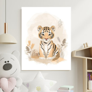 Neutrales Safari-Boho-Tiger-Kinderzimmer Poster