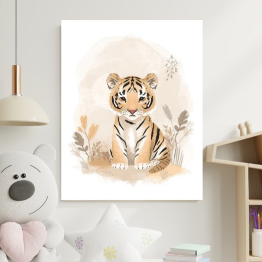 Neutrales Safari-Boho-Tiger-Kinderzimmer Poster