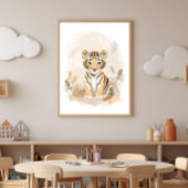Neutrales Safari-Boho-Tiger-Kinderzimmer Poster