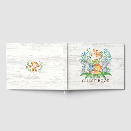Neutrales Safari Jungle Baby Shower Gästebuch (Voll)