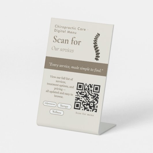 Neutrales Scan-Schild für Menü-QR-Code | Digitales Sockelschild (Vorderseite)