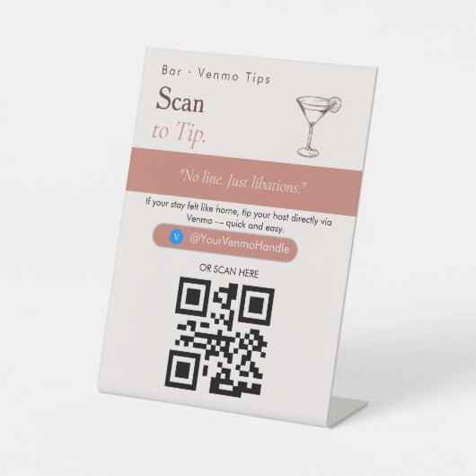 Neutrales Scanne-bis-Tipp-QR-Code-Schild | Venmo-T Sockelschild (Vorderseite)