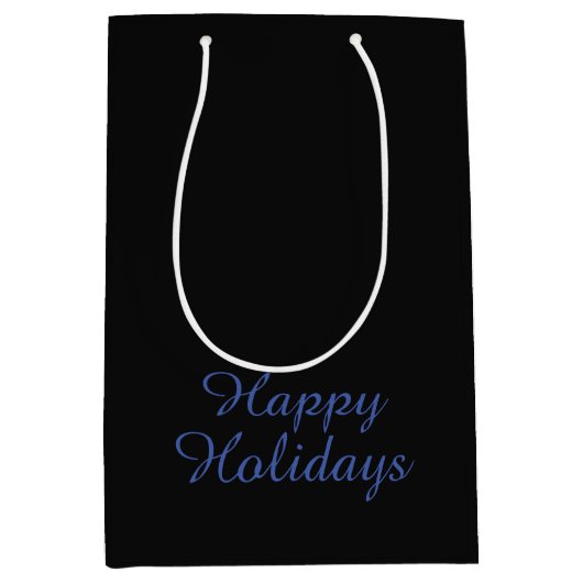 Neutrales Schwarz & Blau Einfaches Elegantes Frohe Mittlere Geschenktüte (Vorderseite)