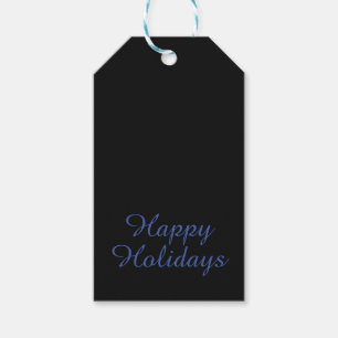 Neutrales Schwarz & Blau Elegantes Happy Holidays Geschenkanhänger