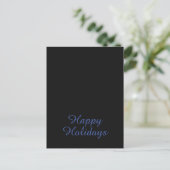 Neutrales Schwarz & Blau Elegantes Happy Holidays Postkarte (Stehend Vorderseite)