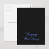 Neutrales Schwarz & Blau Elegantes Happy Holidays Postkarte (Vorne/Hinten)