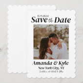 Neutrales Schwarz und Weiß retten die Daten mit Fo Einladung (Vorne/Hinten)