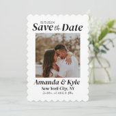 Neutrales Schwarz und Weiß retten die Daten mit Fo Einladung (Stehend Vorderseite)