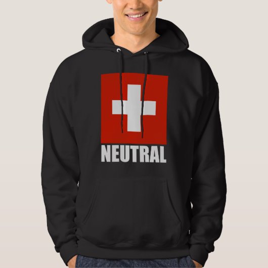 NEUTRALES (Schweizer Flagge) mit Kapuze Sweatshirt (Vorderseite)