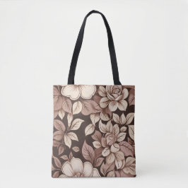 Neutrales Sepia-Blumen-Botanik Tasche