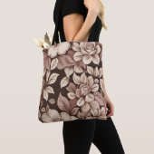 Neutrales Sepia-Blumen-Botanik Tasche (Von Nahem)