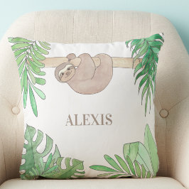 Neutrales Sloth Baby Name Throw Kissen