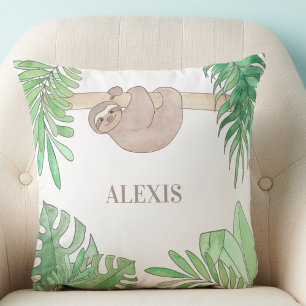 Neutrales Sloth Baby Name Throw Kissen