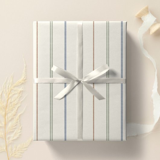 Neutrales Streifenmuster Boho Erdig Minimal Modern Geschenkpapier