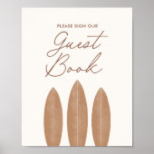 Neutrales Surfboard Baby Shower Lieblings Gästebuc Poster (Vorne)
