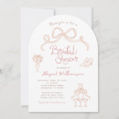 Neutrales Tan Blush Pink Whimsisches Brautparty Einladung (Vorderseite)