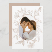 Neutrales Tan Floral Line Art Floral Butterfly Fot