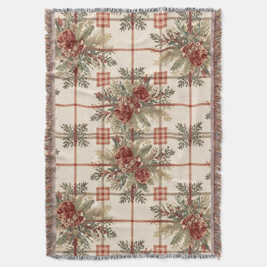 Neutrales Tartan Pinecone-Muster Decke (Vorderseite Vertikal)