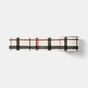 Neutrales Tartan Weiß Schwarz und Rot Ripsband
