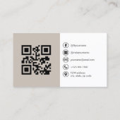 Neutrales Taupe-QR-Code-Social-Media Visitenkarte (Rückseite)