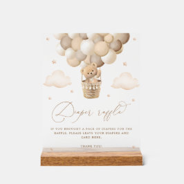 Neutrales Teddy Bear Baby Dusche Windelwanne Acrylschild