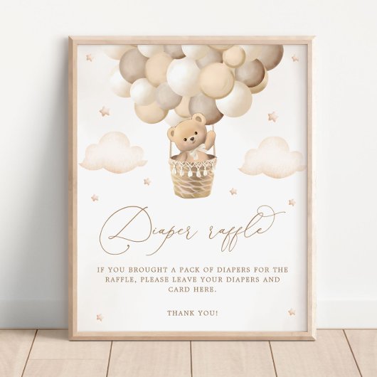 Neutrales Teddy Bear Baby Dusche Windelwanne Poster