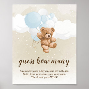 Neutrales Teddybär-Baby-Shower-Schild Poster