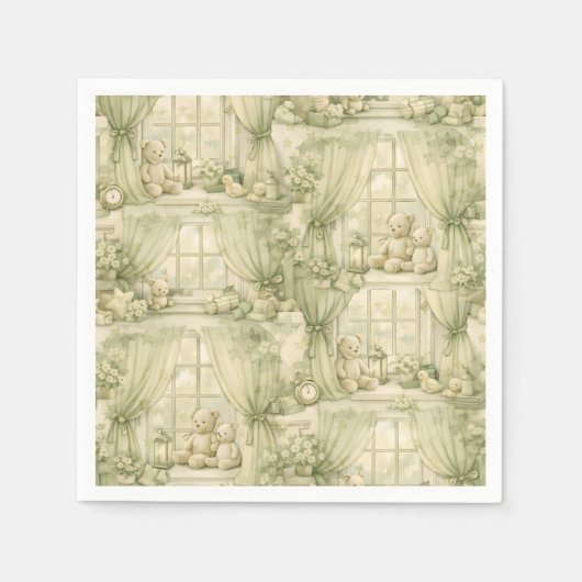 Neutrales Teddybär-Kinderzimmer Beige Muster (2) Serviette (Vorderseite)