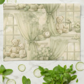 Neutrales Teddybär-Nursery-Zimmer Beige Muster (2) Geschirrtuch (Gefaltet)