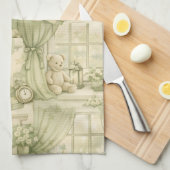 Neutrales Teddybär-Nursery-Zimmer Beige Muster (2) Geschirrtuch (Viertel Falte)
