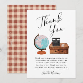 Neutrales Travel Baby Shower Gender Dankeskarte