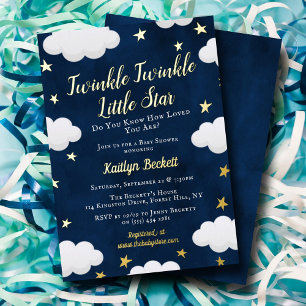 Neutrales Twinkle Little Star Baby Shower Echt Folieneinladung