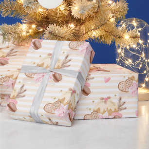Neutrales und Rosa Weihnachts-Dessertmuster Geschenkpapier