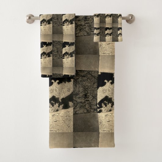 neutrales Velvet-Patchwork-Bild Badhandtuch Set (Insitu)