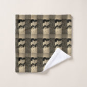 neutrales Velvet-Patchwork-Bild Badhandtuch Set (Waschlappen)