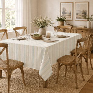 Neutrales verstaubtes blaues Streifenmuster Rust Tischdecke