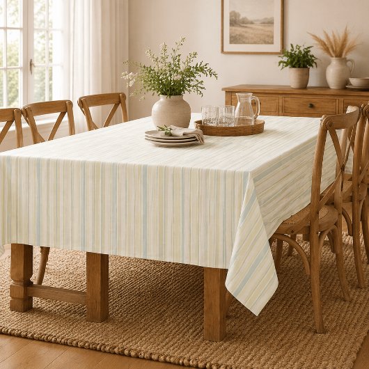 Neutrales verstaubtes blaues Streifenmuster | Rust Tischdecke