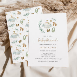 Neutrales Vintages Spielzeug Baby Brunch Einladung