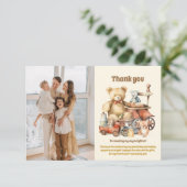 Neutrales Vintages Spielzeug Babydusche Dankeskarte (Stehend Vorderseite)