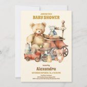 Neutrales Vintages Spielzeug Babydusche Einladung (Vorderseite)