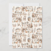 Neutrales Vintages Spielzeug Babydusche Einladung (Rückseite)