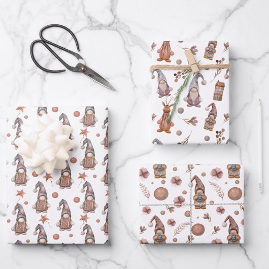 Neutrales Waldland-Set von 3 Flachblechwraps Geschenkpapier Set (Vorderseite)