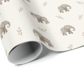 Neutrales Wasserfarbe-Elefanten-Safari-Muster Geschenkpapier (Rolleneckpunkt)