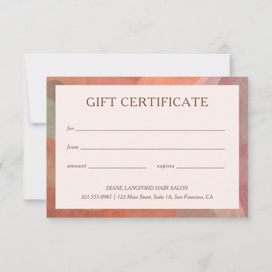 Neutrales Wasserfarben - Modernes Geschenkgutachte (Rückseite)