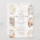 Neutrales Wasserfarben Ugly Sweater Party Einladung (Vorderseite)