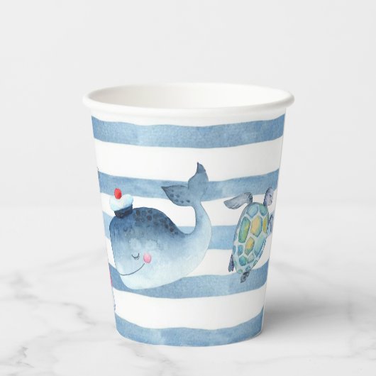 Neutrales Wasserfarbenfroh des nautischen Geschlec Pappbecher (Rückseite)