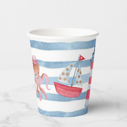 Neutrales Wasserfarbenfroh des nautischen Geschlec Pappbecher (Vorderseite)
